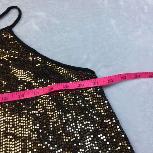 Torrid Cami Tank Top 2X Womans Plus Black Gold Sequin Sleeveless Holiday Sparkle - Picture 8 of 15